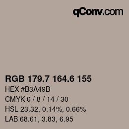 カラーコード: RGB 179.7 164.6 155 | qconv.com