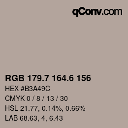 カラーコード: RGB 179.7 164.6 156 | qconv.com