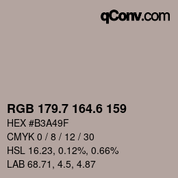 カラーコード: RGB 179.7 164.6 159 | qconv.com