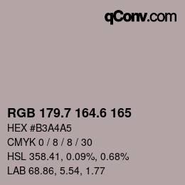 カラーコード: RGB 179.7 164.6 165 | qconv.com