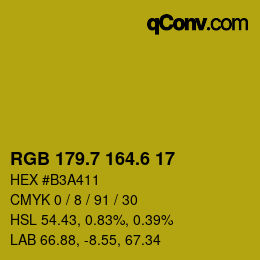カラーコード: RGB 179.7 164.6 17 | qconv.com