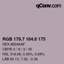 カラーコード: RGB 179.7 164.6 175 | qconv.com