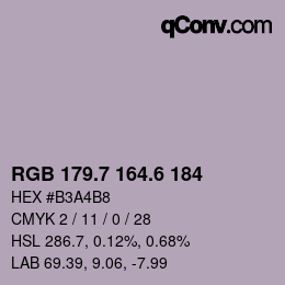 カラーコード: RGB 179.7 164.6 184 | qconv.com