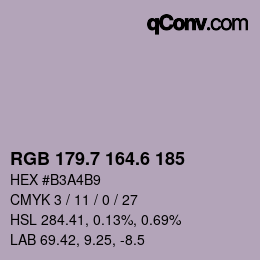 カラーコード: RGB 179.7 164.6 185 | qconv.com