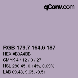 カラーコード: RGB 179.7 164.6 187 | qconv.com