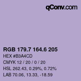 カラーコード: RGB 179.7 164.6 205 | qconv.com