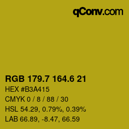 カラーコード: RGB 179.7 164.6 21 | qconv.com