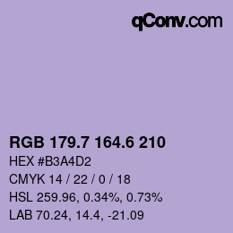 カラーコード: RGB 179.7 164.6 210 | qconv.com