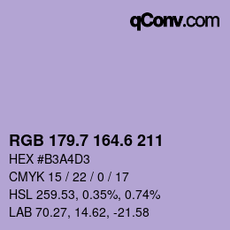 カラーコード: RGB 179.7 164.6 211 | qconv.com