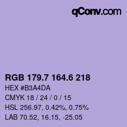 カラーコード: RGB 179.7 164.6 218 | qconv.com