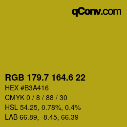 カラーコード: RGB 179.7 164.6 22 | qconv.com