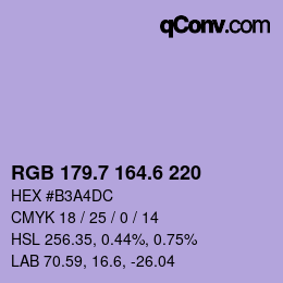 カラーコード: RGB 179.7 164.6 220 | qconv.com
