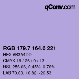 カラーコード: RGB 179.7 164.6 221 | qconv.com