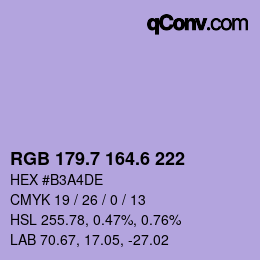 カラーコード: RGB 179.7 164.6 222 | qconv.com