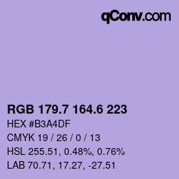 カラーコード: RGB 179.7 164.6 223 | qconv.com