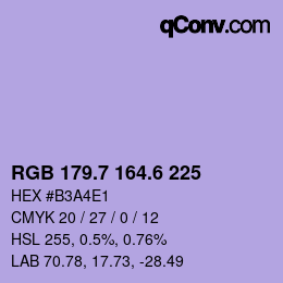 カラーコード: RGB 179.7 164.6 225 | qconv.com