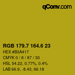 カラーコード: RGB 179.7 164.6 23 | qconv.com