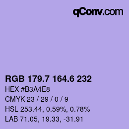 カラーコード: RGB 179.7 164.6 232 | qconv.com