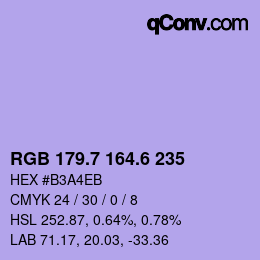 カラーコード: RGB 179.7 164.6 235 | qconv.com
