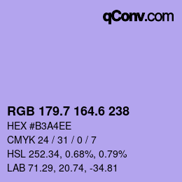カラーコード: RGB 179.7 164.6 238 | qconv.com