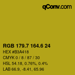カラーコード: RGB 179.7 164.6 24 | qconv.com