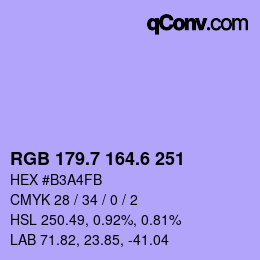 カラーコード: RGB 179.7 164.6 251 | qconv.com