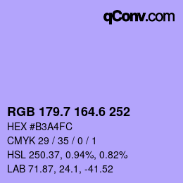 カラーコード: RGB 179.7 164.6 252 | qconv.com