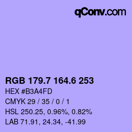 カラーコード: RGB 179.7 164.6 253 | qconv.com