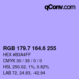 カラーコード: RGB 179.7 164.6 255 | qconv.com