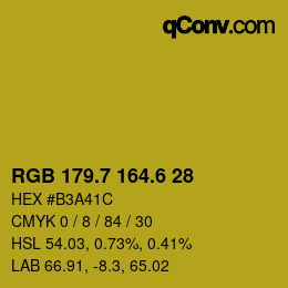 カラーコード: RGB 179.7 164.6 28 | qconv.com