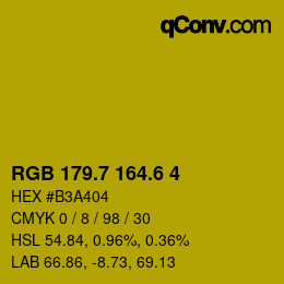 カラーコード: RGB 179.7 164.6 4 | qconv.com