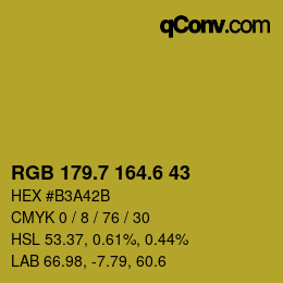 カラーコード: RGB 179.7 164.6 43 | qconv.com
