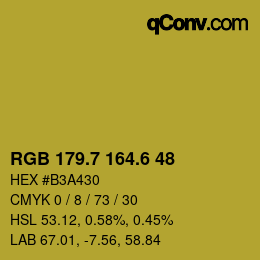 カラーコード: RGB 179.7 164.6 48 | qconv.com