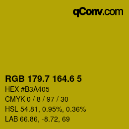 カラーコード: RGB 179.7 164.6 5 | qconv.com
