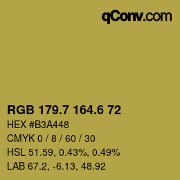 カラーコード: RGB 179.7 164.6 72 | qconv.com