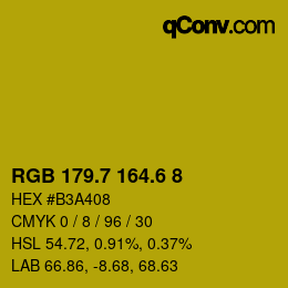 カラーコード: RGB 179.7 164.6 8 | qconv.com