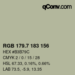 カラーコード: RGB 179.7 183 156 | qconv.com