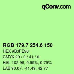 カラーコード: RGB 179.7 254.6 150 | qconv.com