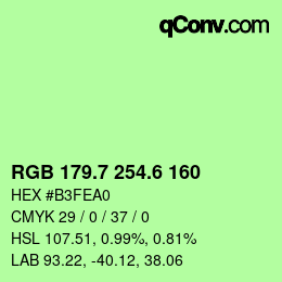 カラーコード: RGB 179.7 254.6 160 | qconv.com