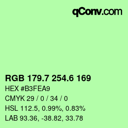 カラーコード: RGB 179.7 254.6 169 | qconv.com