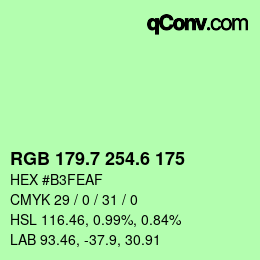 カラーコード: RGB 179.7 254.6 175 | qconv.com