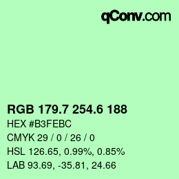 カラーコード: RGB 179.7 254.6 188 | qconv.com
