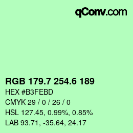 カラーコード: RGB 179.7 254.6 189 | qconv.com