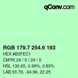 カラーコード: RGB 179.7 254.6 193 | qconv.com