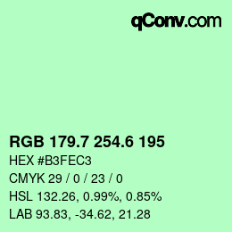 カラーコード: RGB 179.7 254.6 195 | qconv.com