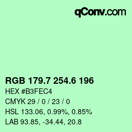 カラーコード: RGB 179.7 254.6 196 | qconv.com