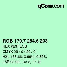 カラーコード: RGB 179.7 254.6 203 | qconv.com