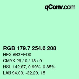 カラーコード: RGB 179.7 254.6 208 | qconv.com