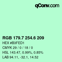カラーコード: RGB 179.7 254.6 209 | qconv.com