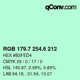カラーコード: RGB 179.7 254.6 212 | qconv.com